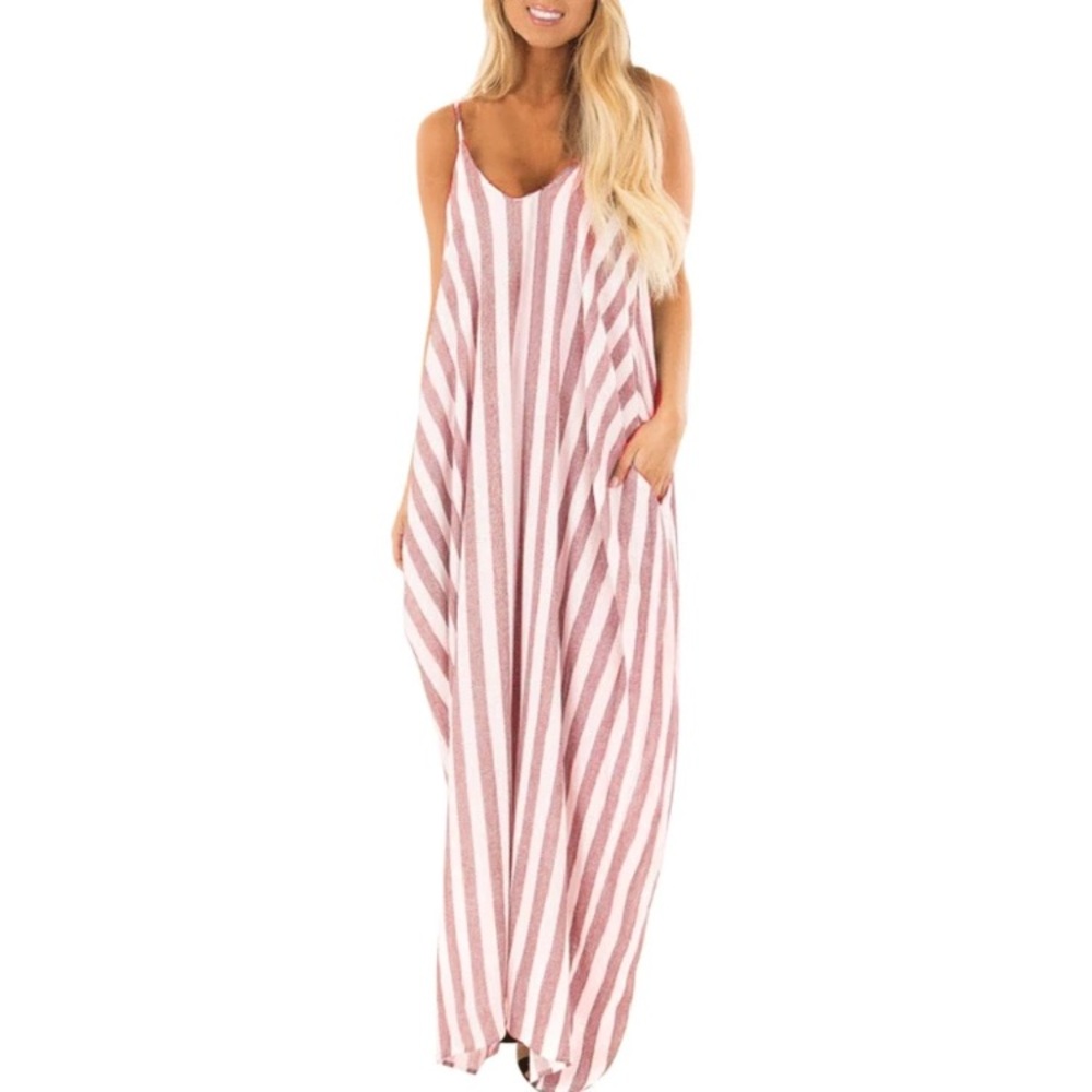 New!! Tessa Pink Striped Maxi Dress - Picture 3 of 7